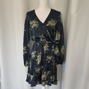 LC Lauren Conrad Black Floral Long Sleeve Dress
